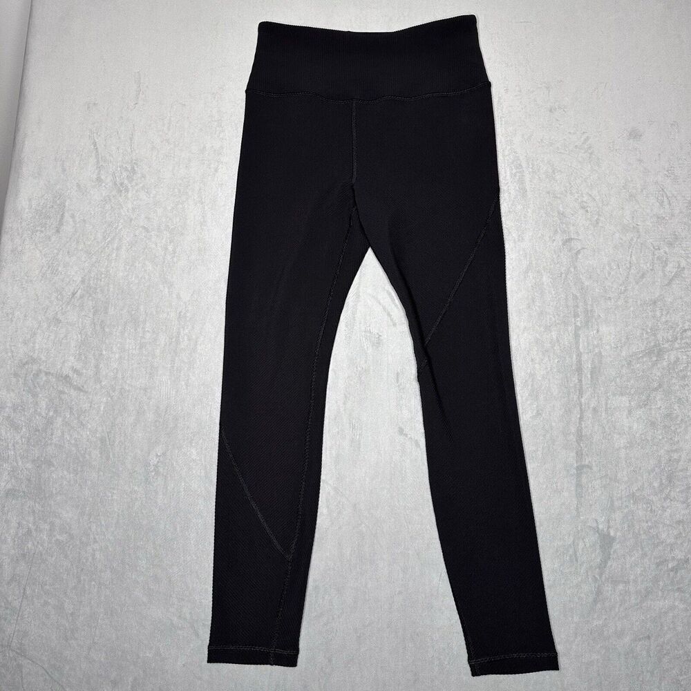 Athleta Leggings Womens Medium Black Synergy Ribbed 7/8 Active Yoga Run Gym